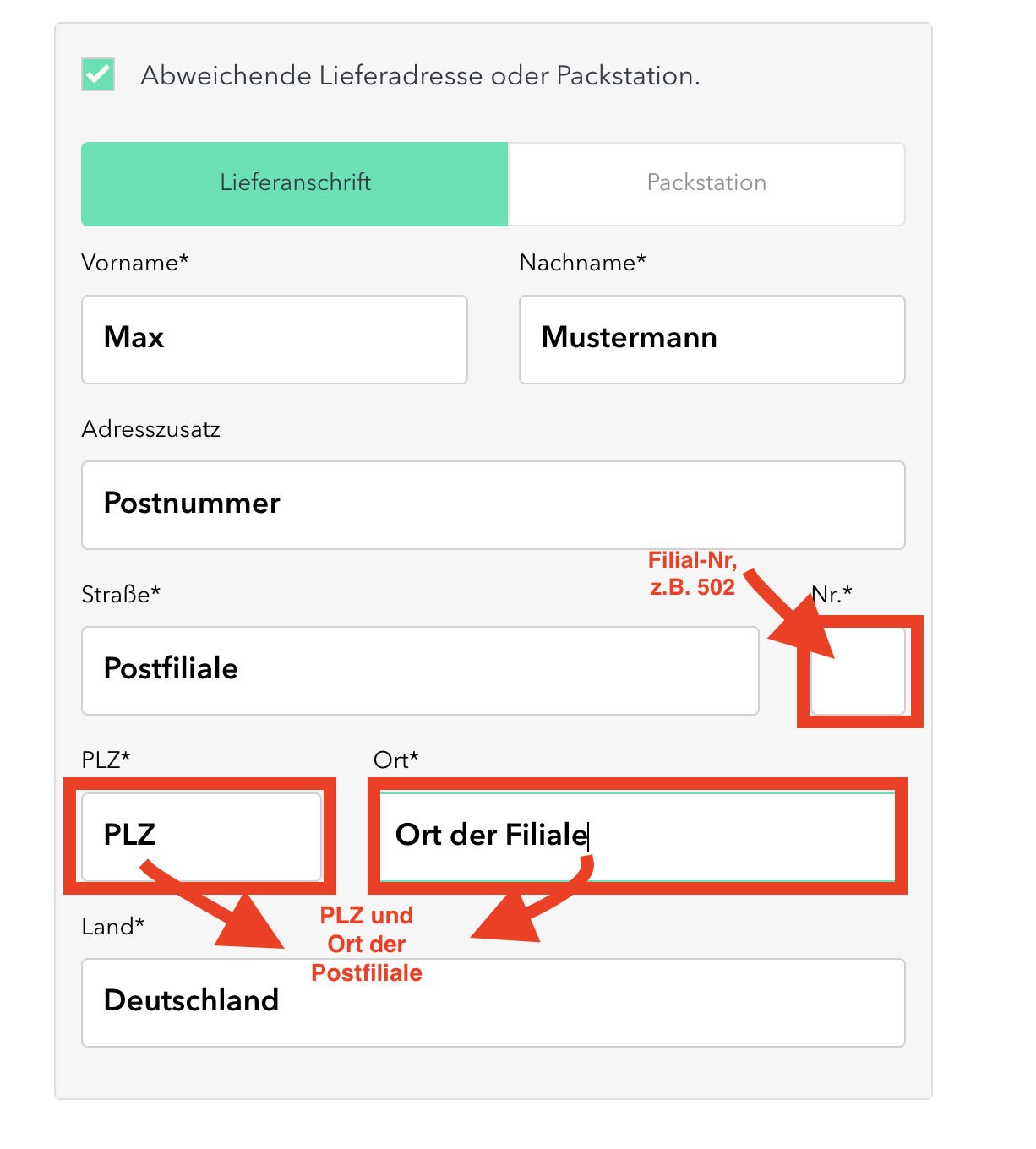 Kann ich meine Bestellung an eine Packstation oder Postfiliale liefern lassen? EasyTest